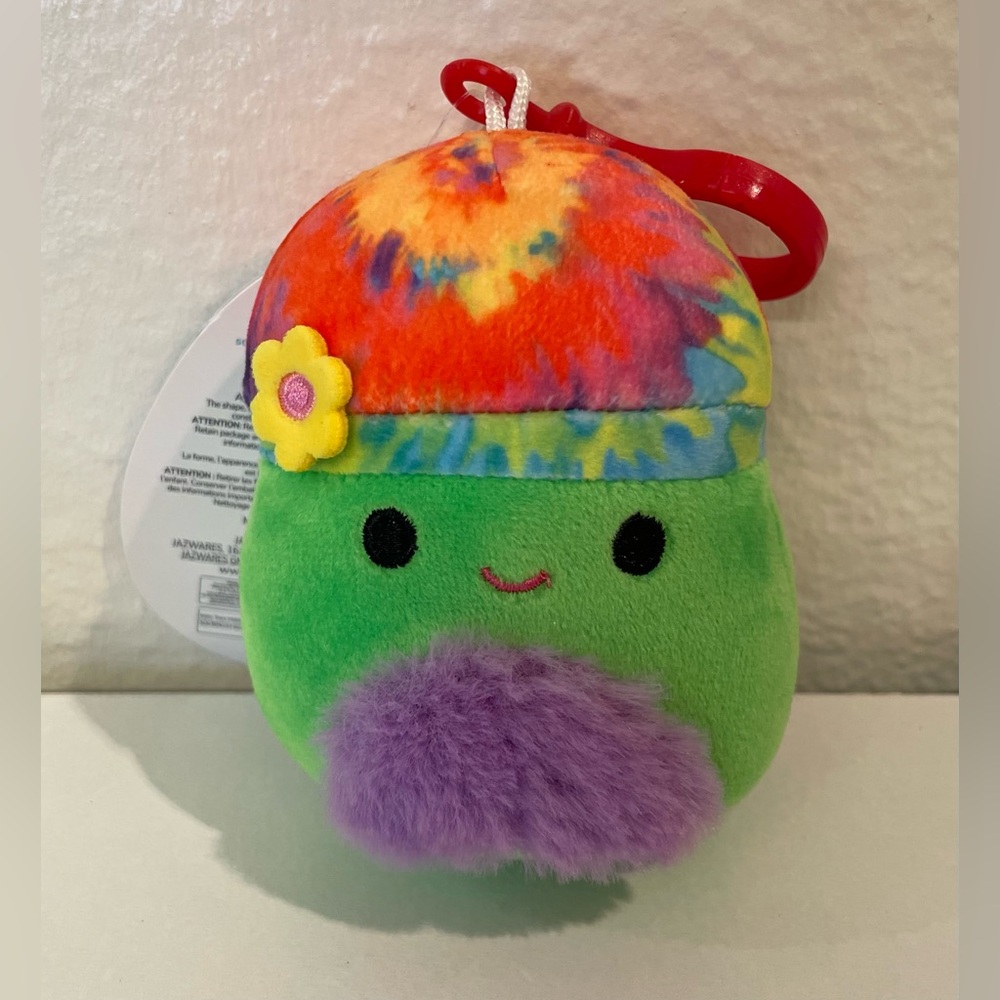 Squishmallow 3.5” NWT Garo Rainbow Mushroom Plush Clip‎ Toys